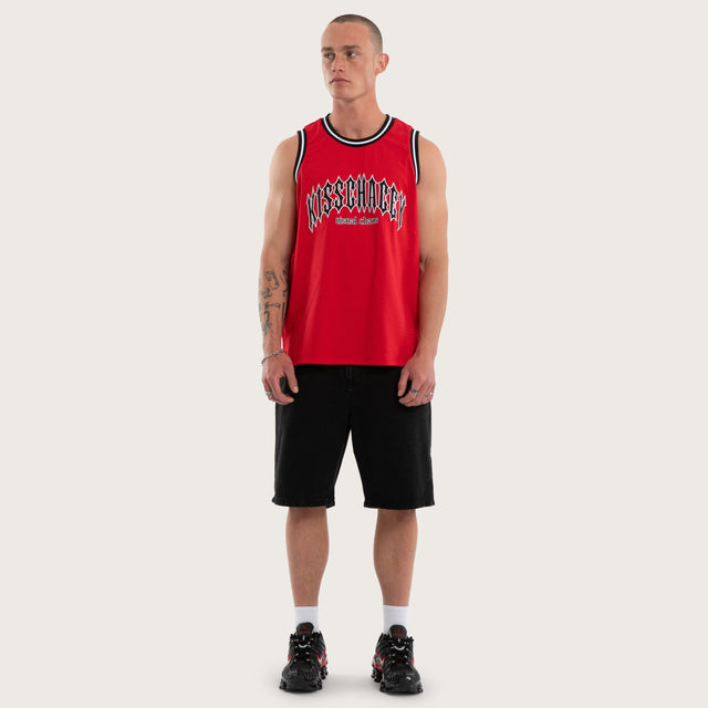 Model wears Tracks Basketball Jersey Red Jerseys Red – image 5