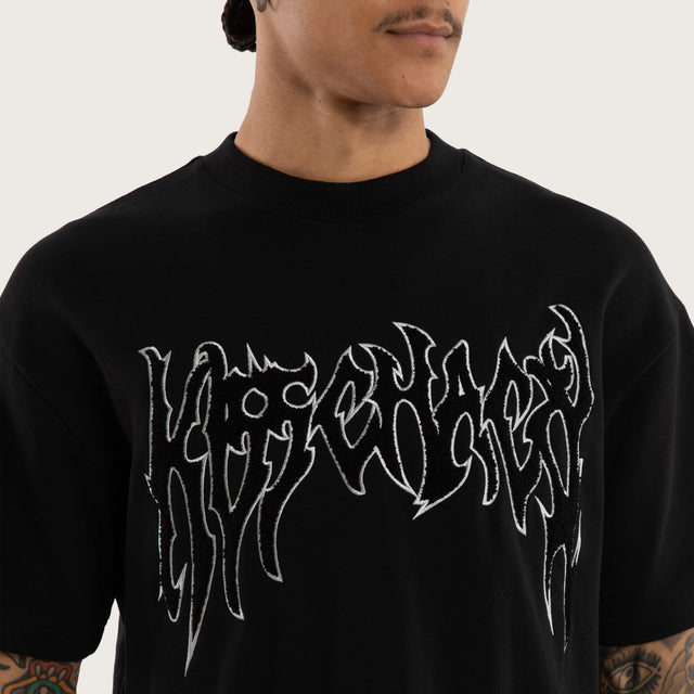 Model wears Scyth Loopback Street Tee Jet Black T-Shirts Black – image 2