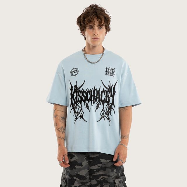 Spiked Loopback Street Tee Baby Blue