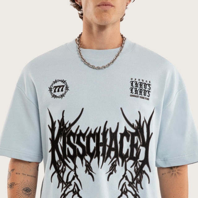 Spiked Loopback Street Tee Baby Blue