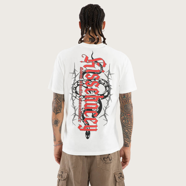 Model wears Risen Relaxed Tee Natural White T-Shirts White – image 2