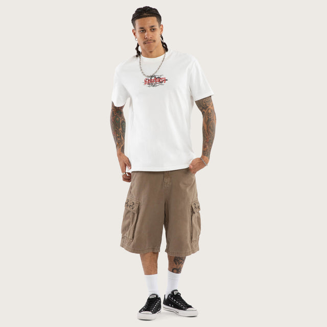 Model wears Risen Relaxed Tee Natural White T-Shirts White – image 5