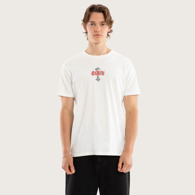 Model wears Hexborn Standard Tee Natural White T-Shirts White – image 3