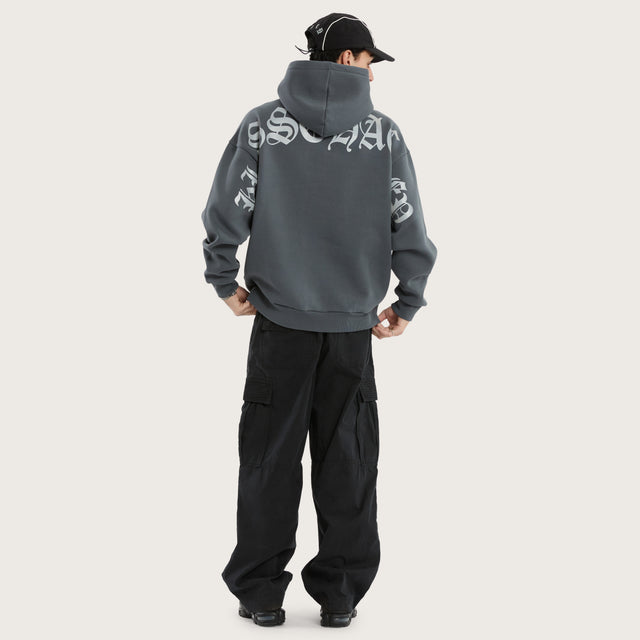 Model wears Predator Oversized Hoodie in Grey Hoodies in Grey - Image 4