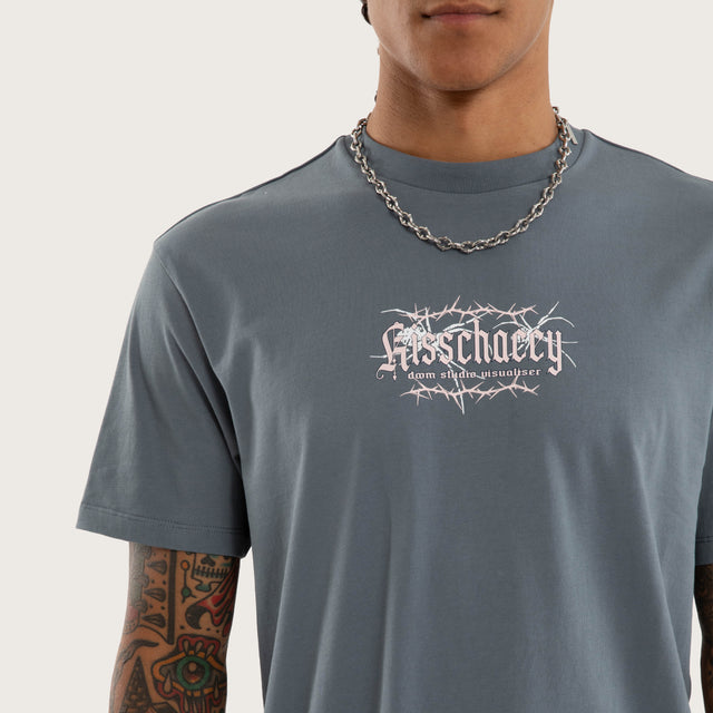 Model wears Charlotte Relaxed Tee in Blue T-Shirts in Blue - Image 3