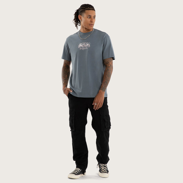 Model wears Charlotte Relaxed Tee in Blue T-Shirts in Blue - Image 6