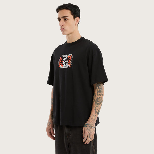 Model wears Crowdsurf Street Tee Jet Black T-Shirts in Black - Image 4