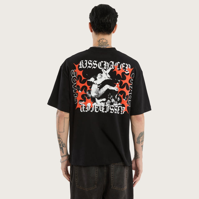 Model wears Crowdsurf Street Tee Jet Black T-Shirts in Black - Image 1