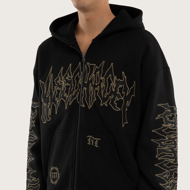 Model wears Havoc Street Hoodie Jet Black Hoodies in Black - Image 2