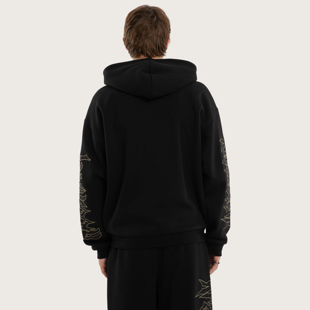 Model wears Havoc Street Hoodie Jet Black Hoodies in Black - Image 3
