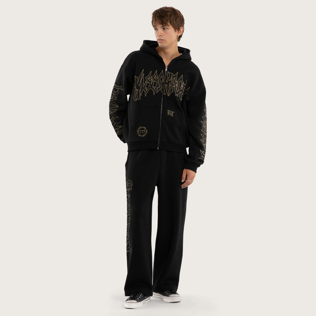 Model wears Havoc Street Hoodie Jet Black Hoodies in Black - Image 5