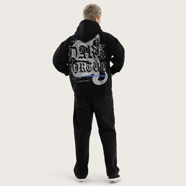 Model wears Python Oversized Hoodie Jet Black Hoodies Black – image 5