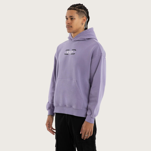 Model wears Rapture Relaxed Hoodie Pigment Daybreak Hoodies Purple – image 3