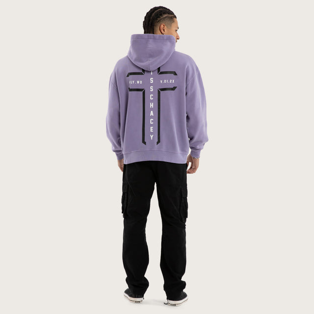 Model wears Rapture Relaxed Hoodie Pigment Daybreak Hoodies Purple – image 2