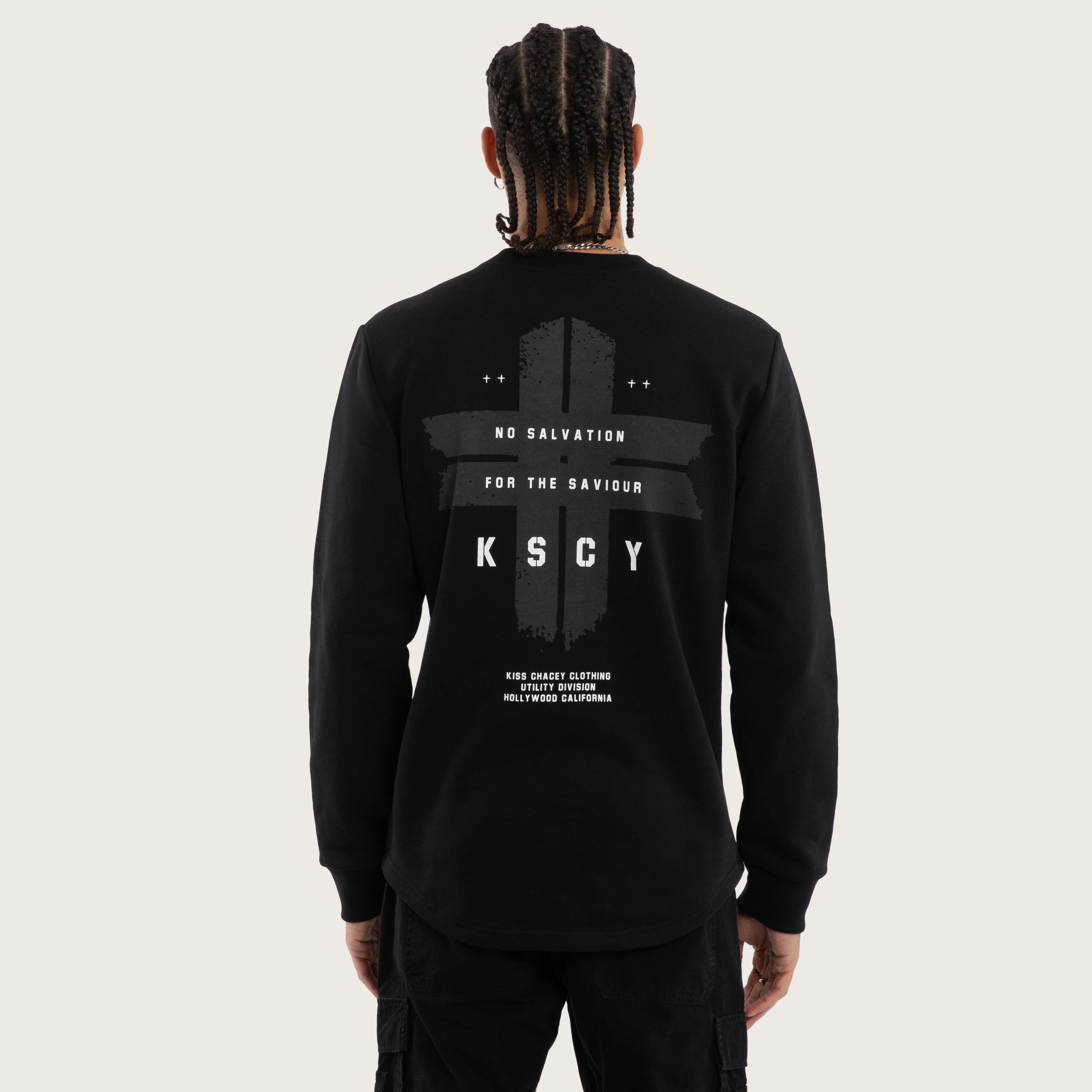 Salvation Curved Hem Sweater Jet Black | KSCY