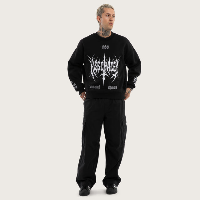 Model wears Titanium Box Fit Sweater Jet Black Jumpers Black – image 5