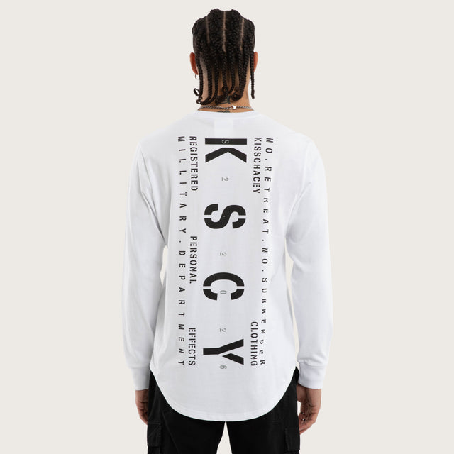 Model wears Sledge Cape Back LS Tee Optical White Longsleeve T-Shirts White – image 1