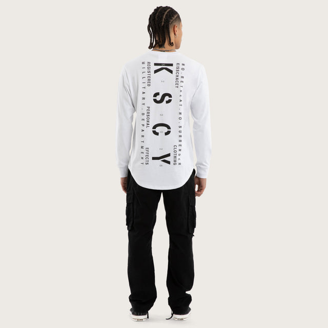 Model wears Sledge Cape Back LS Tee Optical White Longsleeve T-Shirts White – image 5