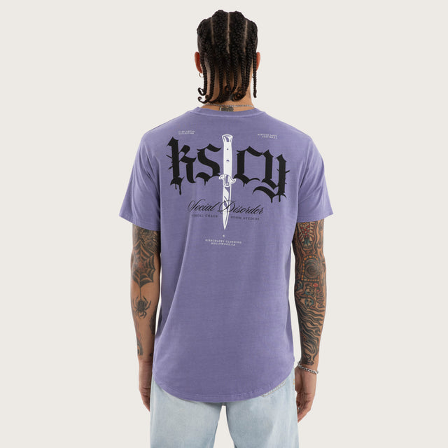 Model wears Virtue Dual Curved Tee Pigment Daybreak T-Shirts Purple – image 1