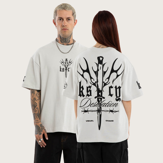 Distorted Loopback Street Tee Glacier Grey