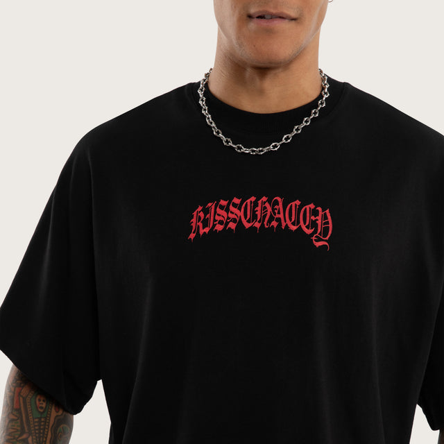 Model wears Overdrive Batwing Tee Jet Black T-Shirts in Black - Image 3