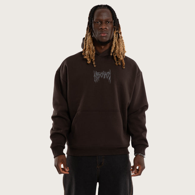 Model wears Gladius Oversized Hoodie After Dark Hoodies Brown – image 2