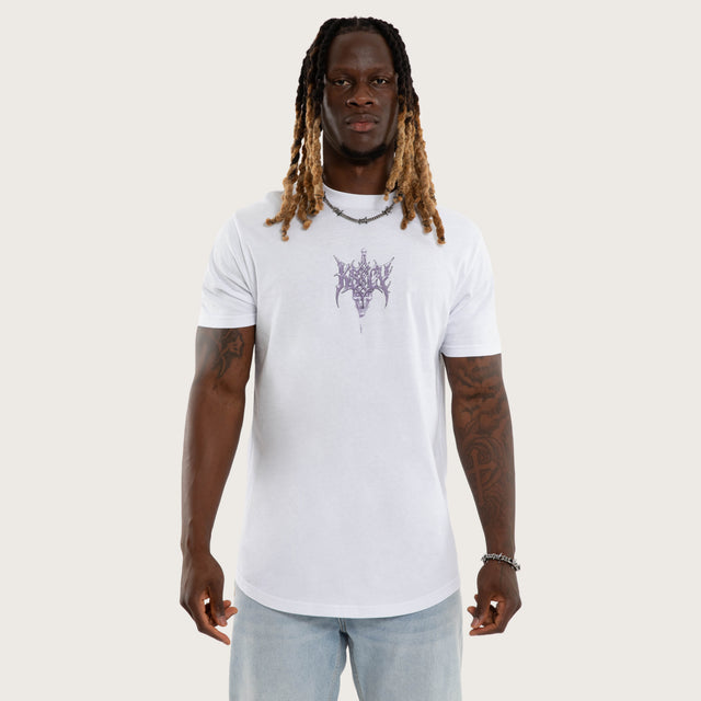 Model wears Shackles Dual Curved Tee Optical White T-Shirts White – image 1