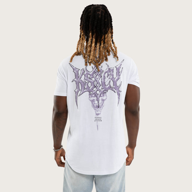 Model wears Shackles Dual Curved Tee Optical White T-Shirts White – image 2