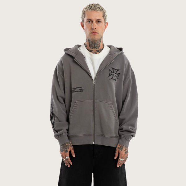 Blaze Relaxed Zip Hoodie in Grey | KSCY