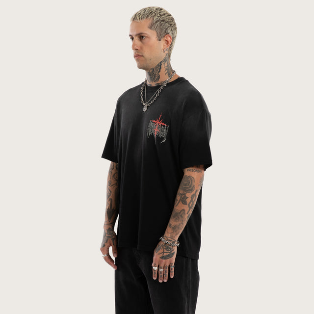 Embers Box Fit Tee Sunbleach Black
