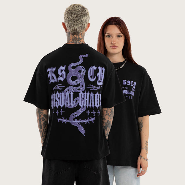 Model wears Mamba Box Fit Tee Black T-Shirts in Black - Image 1
