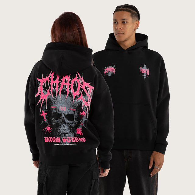 Glitch Oversized Hoodie Jet Black