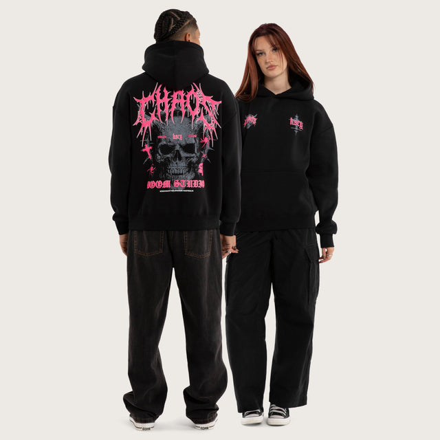 Glitch Oversized Hoodie Jet Black