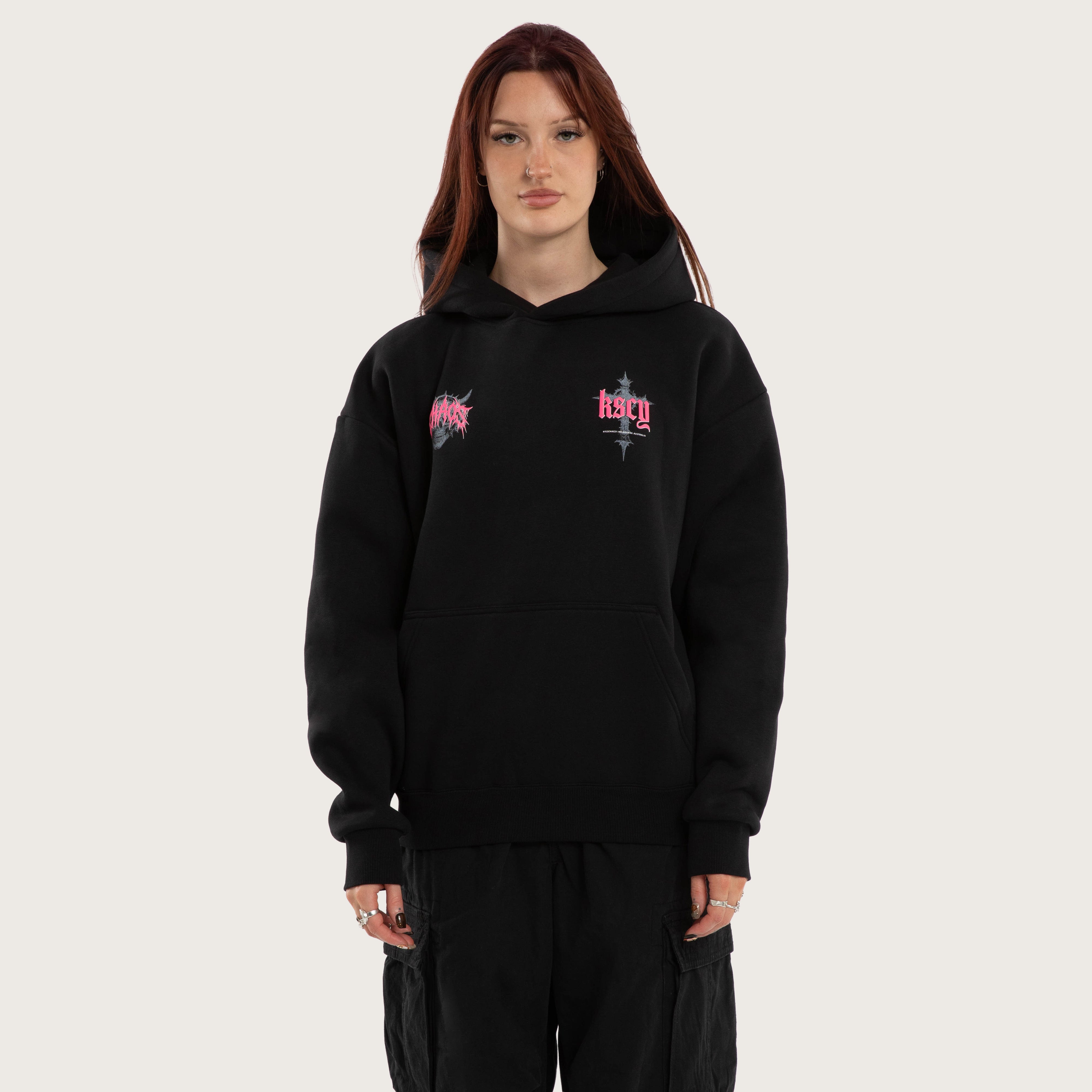 Glitch Oversized Hoodie Jet Black | KSCY