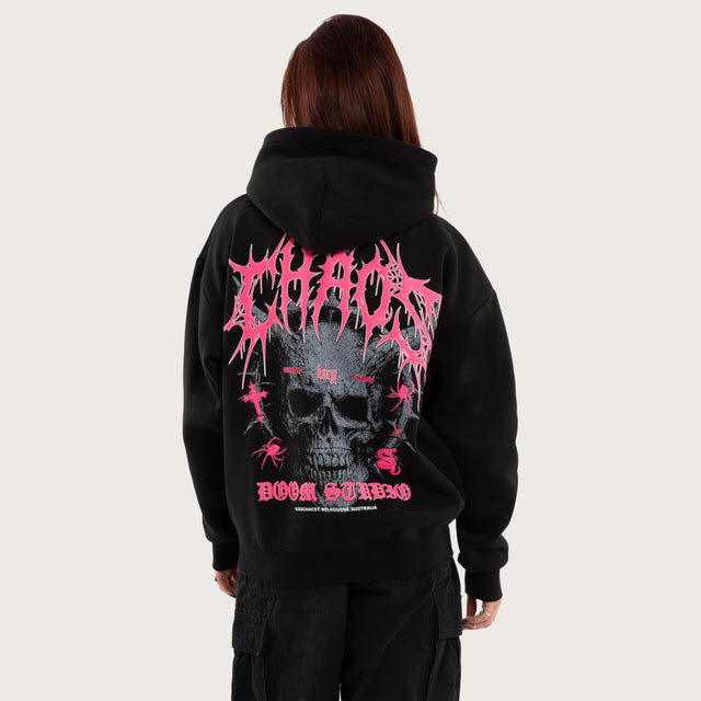 Glitch Oversized Hoodie Jet Black