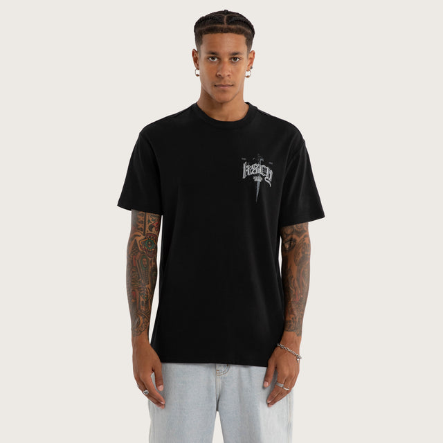 Model wears Immersion Relaxed Tee Jet Black T-Shirts in Black - Image 1