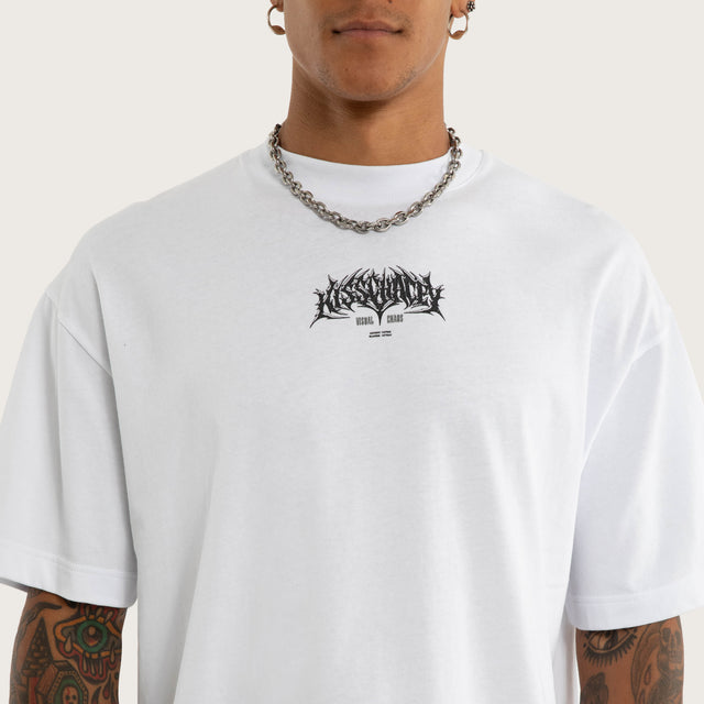Model wears Liminal Box Fit Tee Optical White T-Shirts in White - Image 3