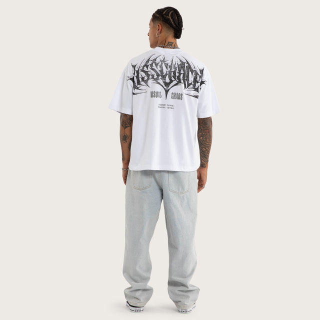Model wears Liminal Box Fit Tee Optical White T-Shirts in White - Image 5