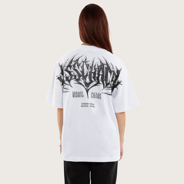 Model wears Liminal Box Fit Tee Optical White T-Shirts in White - Image 12