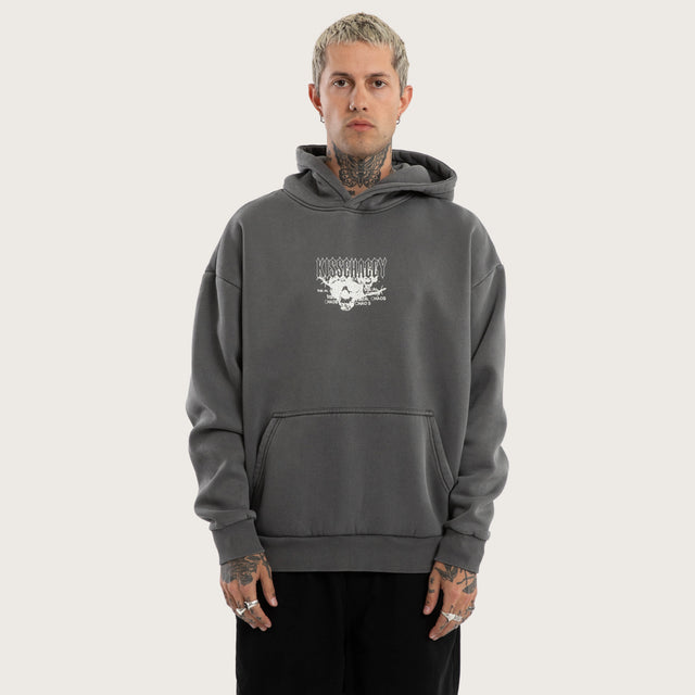 Model wears Vertex Oversized Hoodie Grey Hoodies in Grey - Image 2