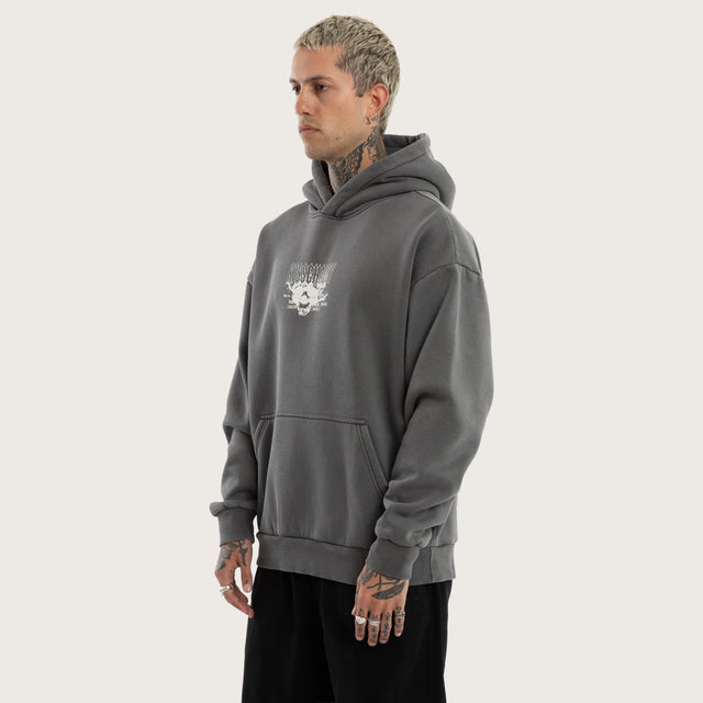 Model wears Vertex Oversized Hoodie Grey Hoodies in Grey - Image 3