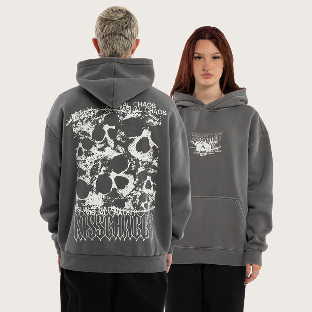 Model wears Vertex Oversized Hoodie Grey Hoodies in Grey - Image 1