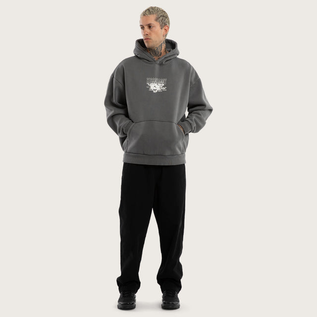 Model wears Vertex Oversized Hoodie Grey Hoodies in Grey - Image 4