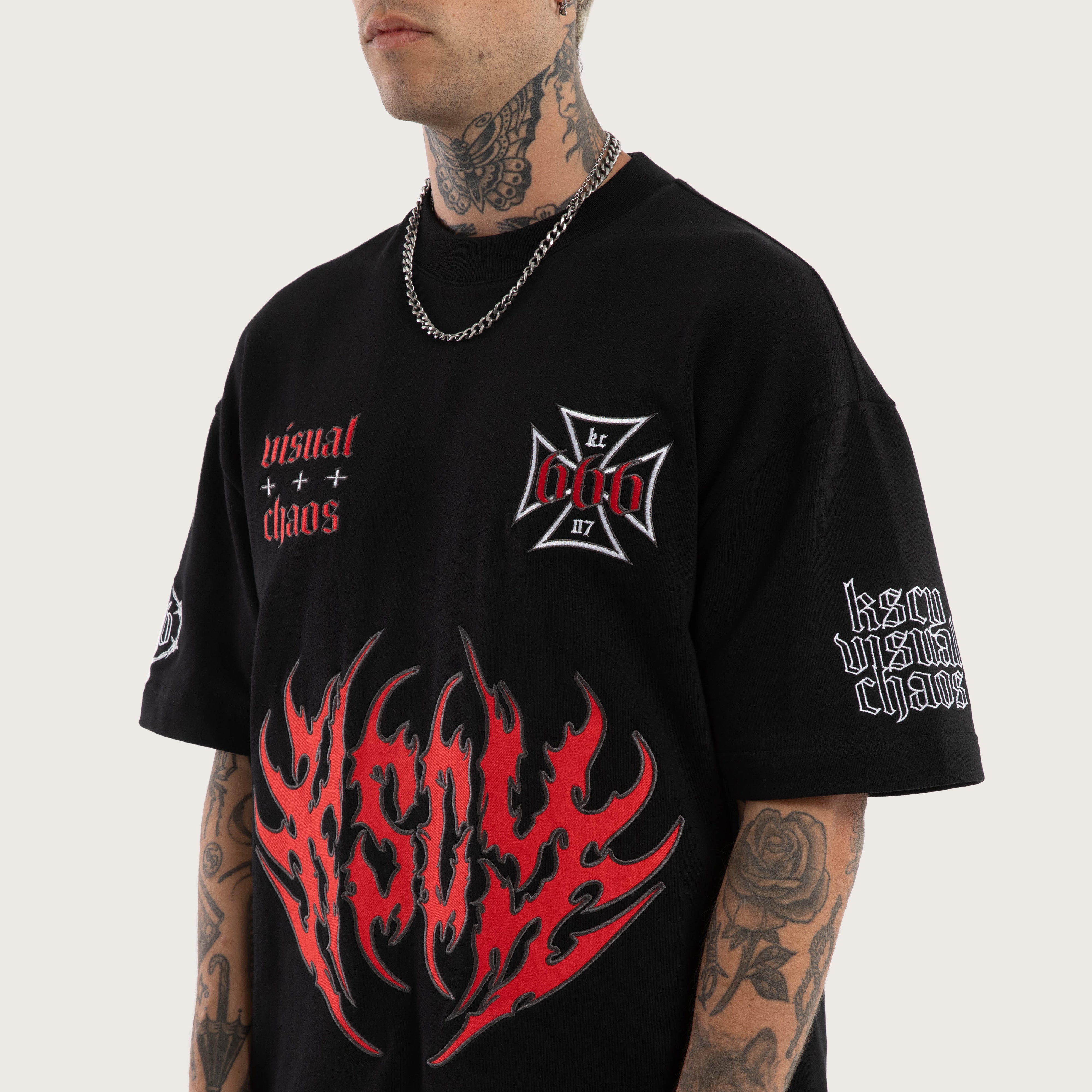 Ruins Cotton Loopback Box Fit Tee Black | KSCY