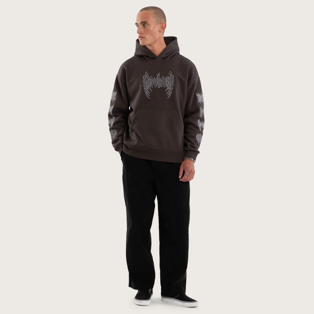 Model wears Blast Relaxed Hoodie After Dark Hoodies Black – image 5