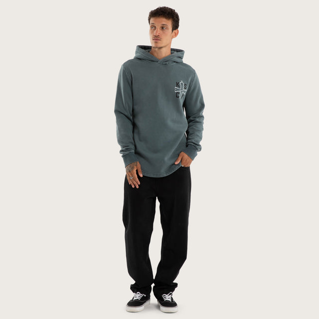 Model wears Tension Dual Curved Hoodie Pigment Stormy Weather Hoodies Blue – image 5