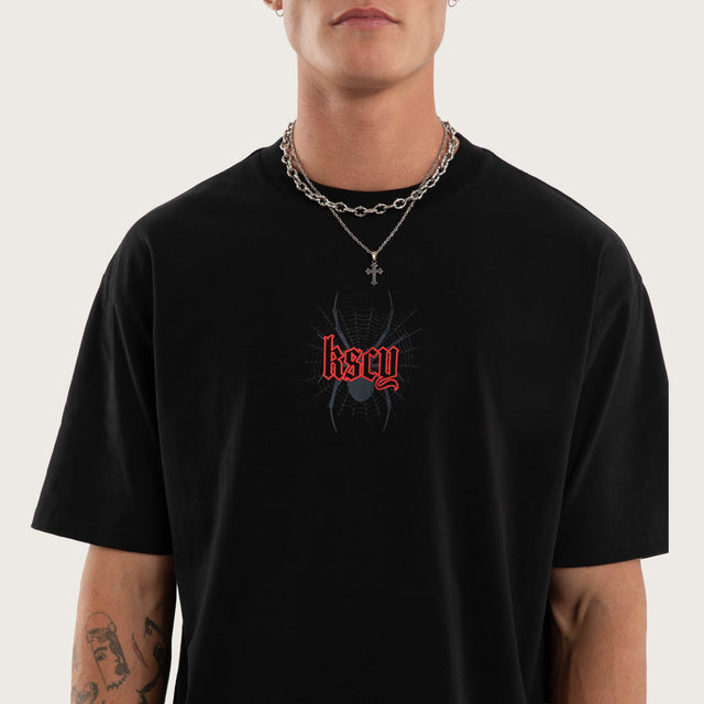 Model wears Intensity Box Fit Tee Jet Black T-Shirts Black – image 2
