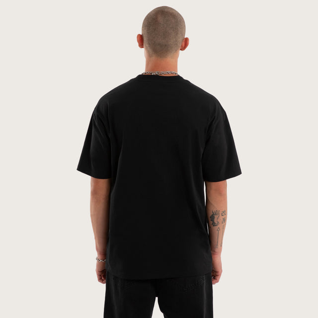 Model wears Intensity Box Fit Tee Jet Black T-Shirts Black – image 3