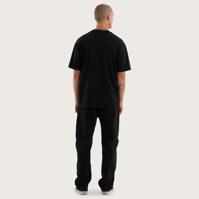Model wears Intensity Box Fit Tee Jet Black T-Shirts Black – image 4