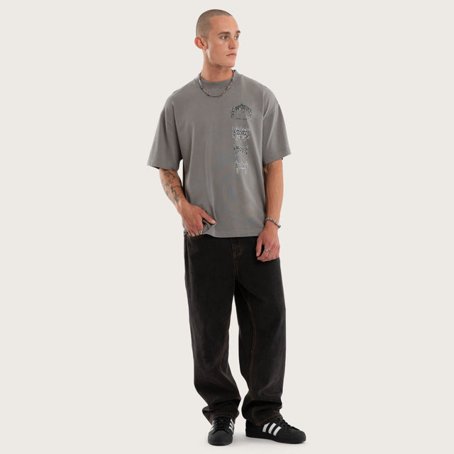 Model wears Forgiveness Street Tee Steel Grey T-Shirts Grey – image 12